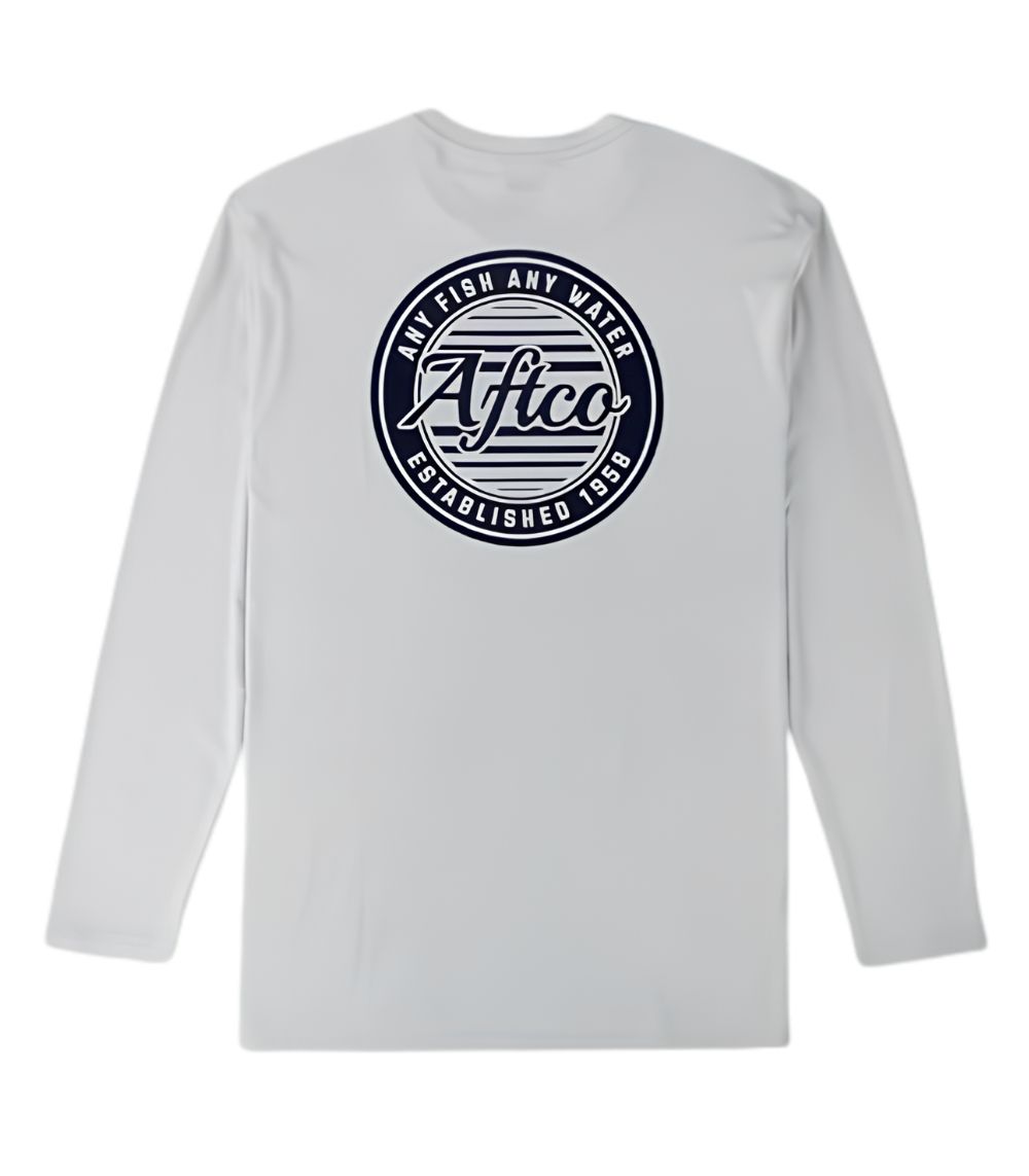 AFTCO Men’s Ocean Bound UPF Long Sleeve Performance Shirt – Oyster Gray Heather