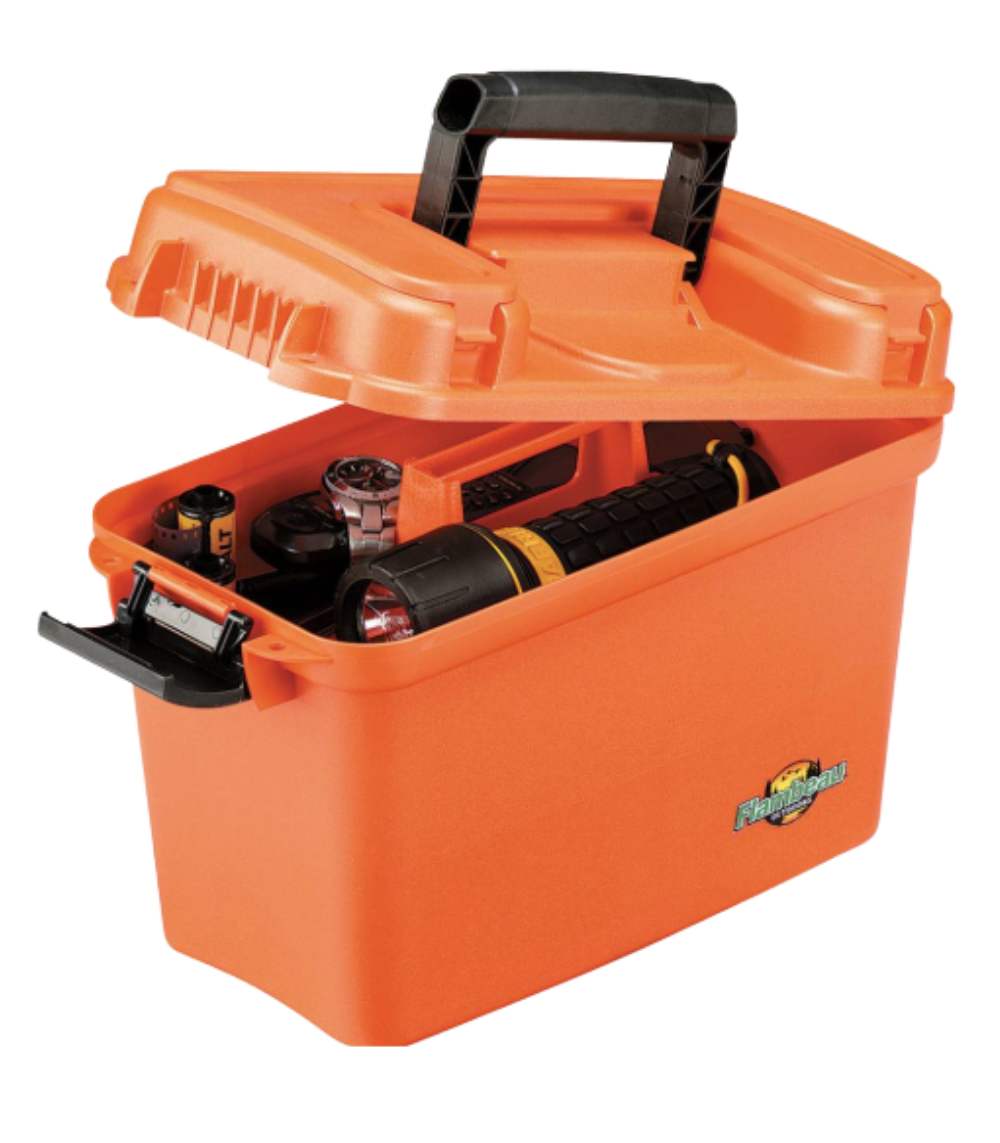 Flambeau 14-Inch Water-Resistant Dry Box with Removable Tray Orange, 1409