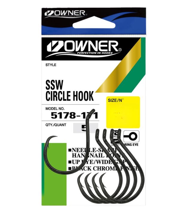 Owner SSW Circle Hook 5178 Size 8/0 | Black Chrome