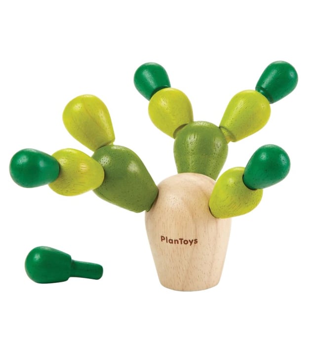 PlanToys Wooden Cactus, Eco-Friendly Wooden Stacking Game