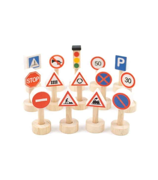 PlanToys Wooden Set of Traffic Signs and Lights