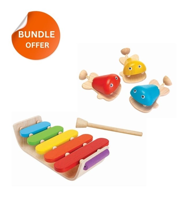 Buy 1 Oval Xylophone and Get 1 Wooden Fish Castanet Free