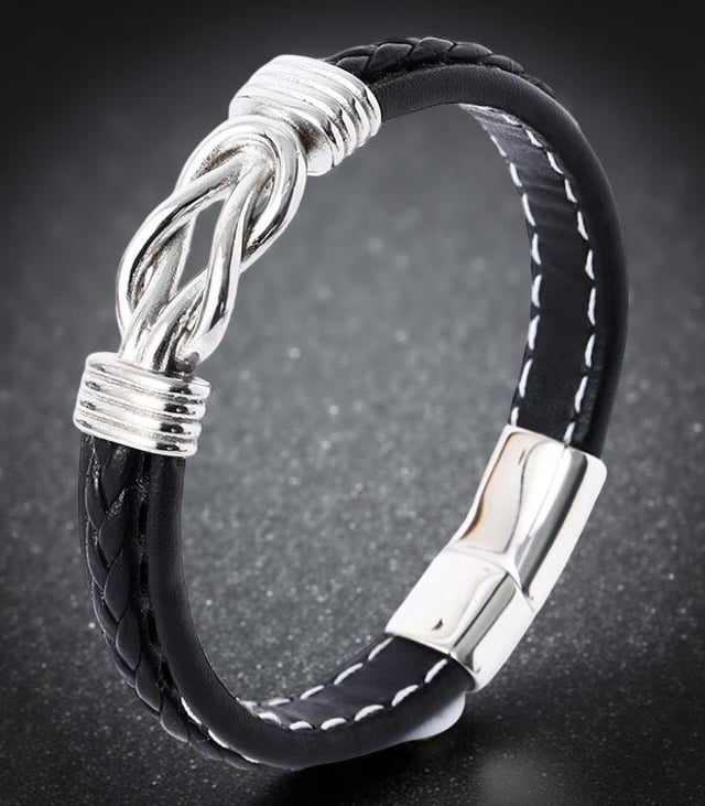 Myrtilus Men’s Vintage Leather Bracelet – Black and Brown Punk Wristband Design