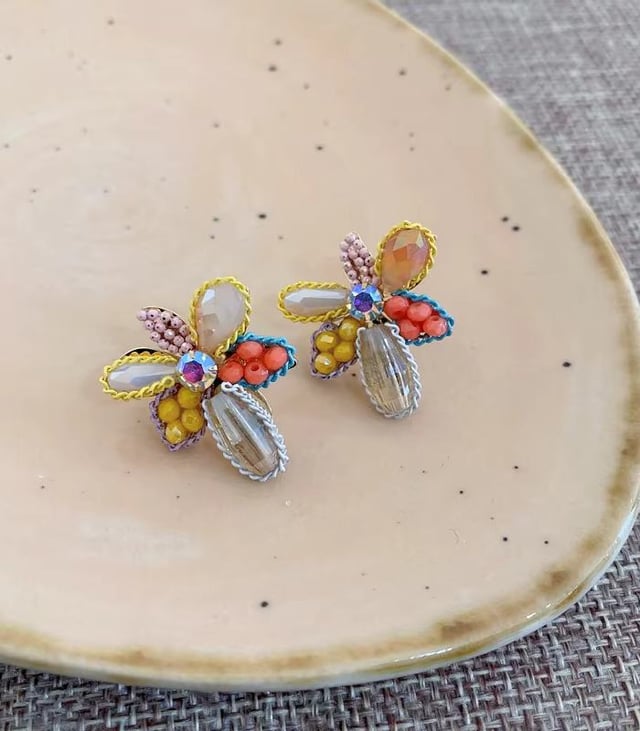 Myrtilus Handmade Floral Zircon Stud Earrings – Colorful Crystal Jewelry for Women