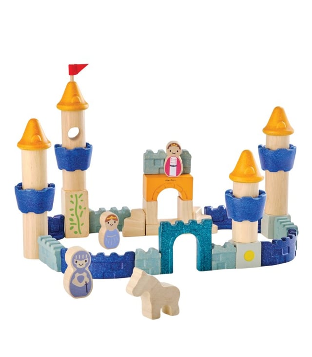 PlanToys Castle Blocks – Imaginative Wooden Building Set for Kids