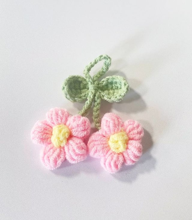 Myrtilus Crochet Floral Duo Keychain – Handmade