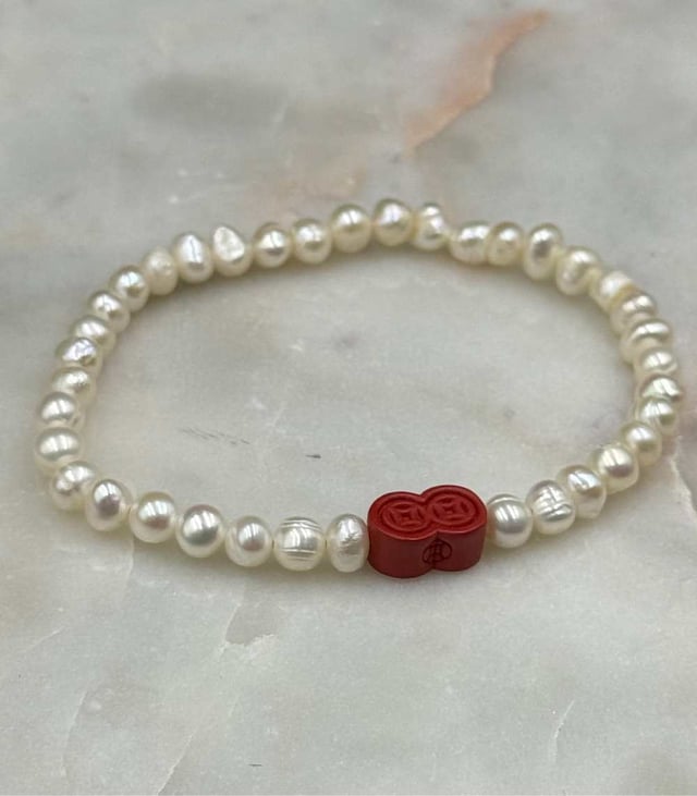 Myrtilus Natural Freshwater Pearl Emperor Sand Cinnabar Bracelet – Handmade with Beads