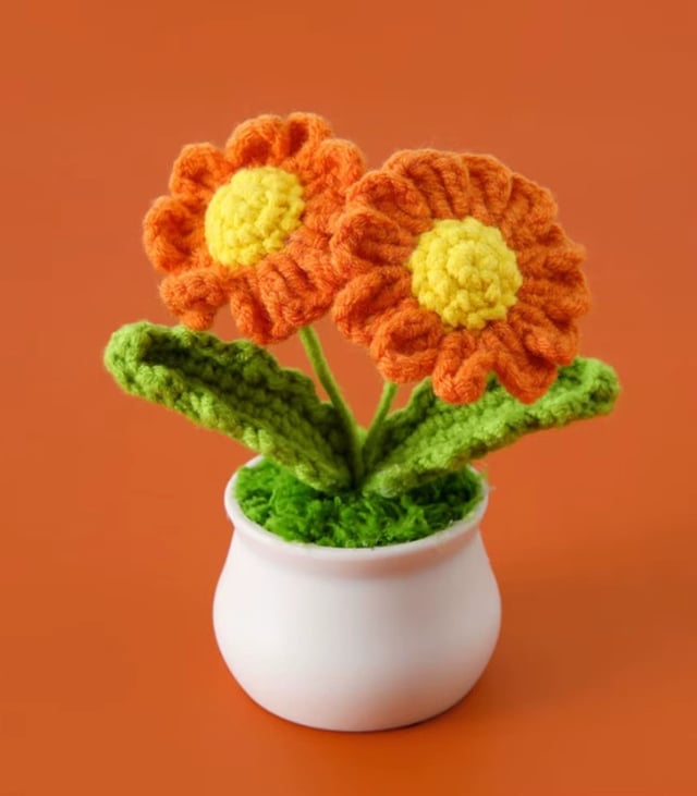 Myrtilus Thread Daisy Sunflower – Handmade Knitted Flower