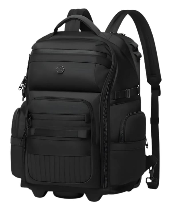 OZUKO 9820L Rolling Laptop Backpack, 14-Inch Laptop Trolley Backpack with Swivel Casters, TSA-Approved Lock & Retractable Handle