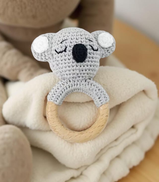 Myrtilus Crochet Koala Teether – Handmade in Cotton