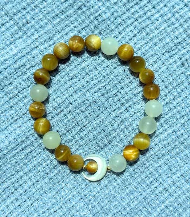 Myrtilus Tiger Eye & Citrine Natural Stone Bracelet – Handmade with Beads