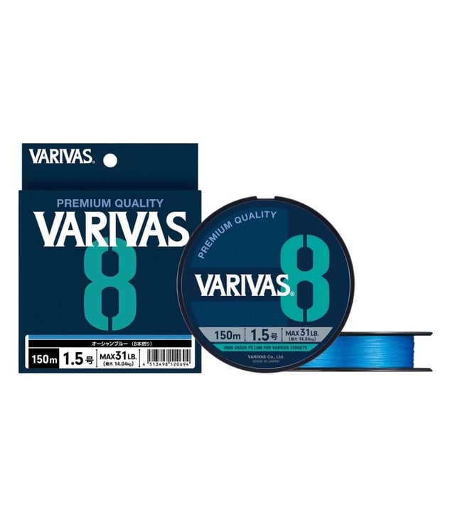 Varivas 8 Ocean Blue – 8-Strand PE 200m Braided Fishing Line