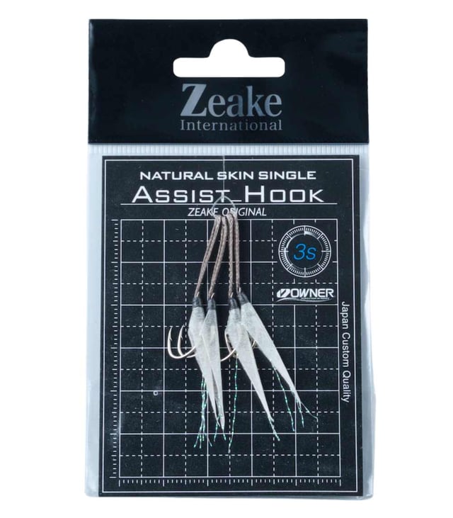 Zeake Natural Skin Single Assist Hook for Micro & Super Light Jigging