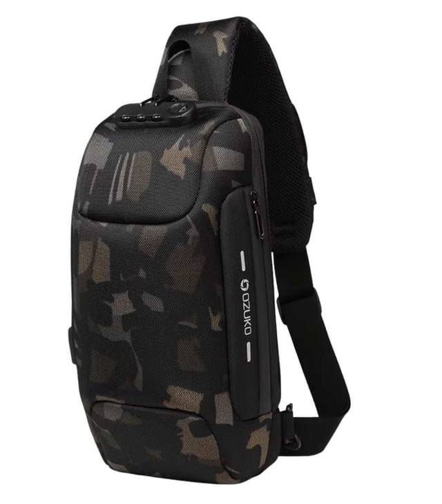 OZUKO 9223 Anti-Theft Sling Bag – Compact, Reflective & USB-Enabled for Everyday Carry