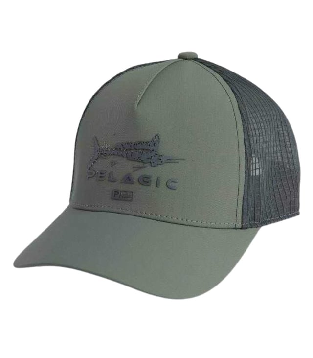 Pelagic Echo Gyotaku Performance Trucker Hat Lightweight Snapback Fishing Cap