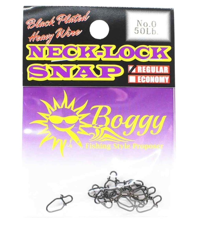 Boggy Neck Lock Snap Heavy Wire Fishing Snap, Black Plated Corrosion-Resistant Snap for Lures & Big Fish