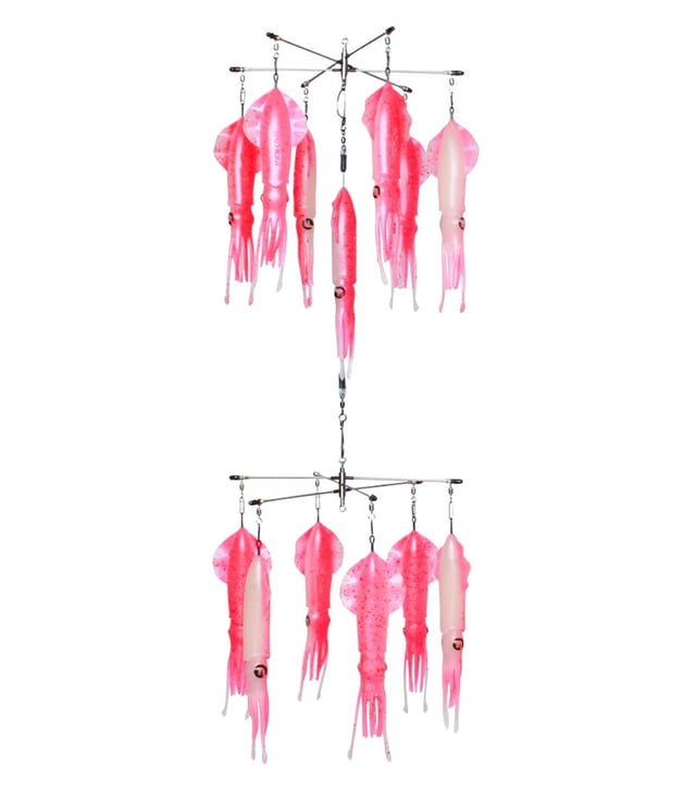 Fathom Double Tier Vivid 12″ x 12″ No-Tangle Squid Dredge for Offshore Trolling
