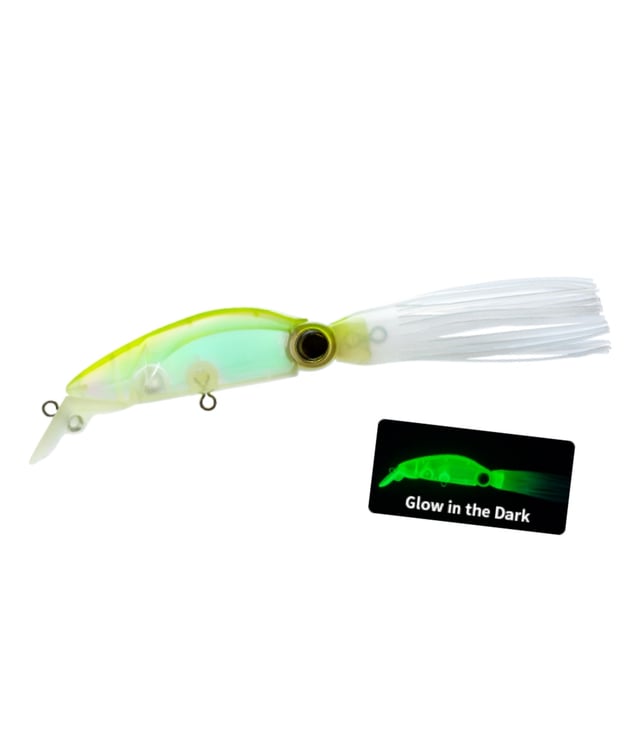 Yo-Zuri 3D Squirt Floating Diving Squid Lure with Tail Skirt & 3X Hooks