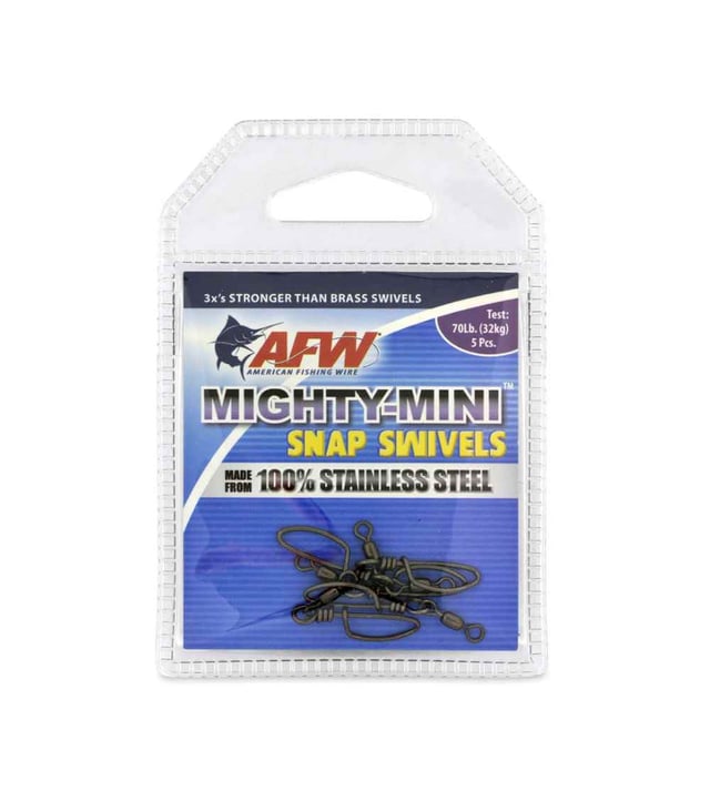 AFW Mighty Mini Stainless Steel Snap Swivels Size #6 – 70 lb / 32 kg, Gunmetal Black, 5 pcs