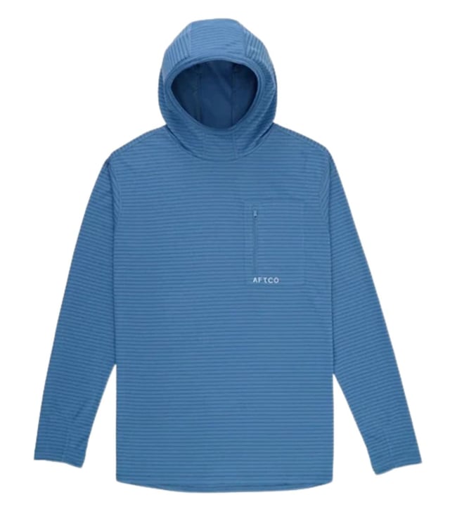AFTCO Men’s Channel UPF 40 Hooded Performance Fishing Shirt Air Force Blue